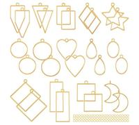 Suoumwa Kit de Moulage pour Pendentif à Cadre Creux en Forme de Cœur, D'Étoile et de Lune en Or avec Lunette Ouverte et 100 Anneaux de Jonction pour Moulage en Résine, Bricolage