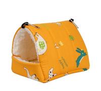 Suoumwa Lit D'Oiseau Imprimé Mignon, Tapis D'Écureuil de Lapin de Mini Cage, Cage Suspendue d'animal de Compagnie de Lit de Animal Jaune