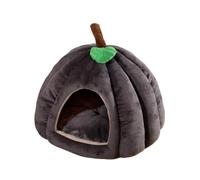Suoumwa Lit pour Chat en Forme de Citrouille, Lits pour D'Intérieur, Lit pour Chat en Forme de Citrouille, pour Chat avec Coussin Amovible, Gris Foncé M
