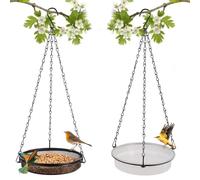 Suoumwa Mangeur d'oiseaux Suspendu et Bain pour Un Plateau en Métal Extérieur Parfait pour Attirer Le Plateau de D'Oiseau de Jardin D'Oiseau