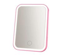 Suoumwa Miroir de Courtoisie à LED avec Lumières, Miroir de Bureau Portable, Rechargeable par USB, Rose