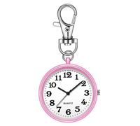 Suoumwa Montre de Poche à Quartz avec Pince pour Infirmières, Médecins, Rose et Blanc, Unisexe, avec Boucle de Clé.