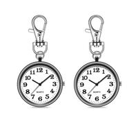 Suoumwa Montre de Poche Infirmière à Quartz avec Clip Rond, Montre de Poche Portable pour Infirmières et Médecins, Noire.