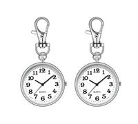 Suoumwa Montre de Poche Portable avec Badge, à Quartz, Ronde, avec Clip de Montre de Poche, Montre de Poche Portable pour Infirmières et Médecins, Couleur Argent.