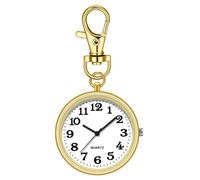 Suoumwa Montre de Poche Portable avec Badge Quartz, avec Boucle de Clé. Montre de Poche Portable pour Infirmières et Médecins en Or et Blanc.