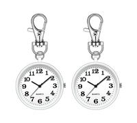Suoumwa Montre de Poche Quartz pour Femmes avec Boucle de Clé, Montre de Poche Portable pour Infirmières et Médecins, Blanche.