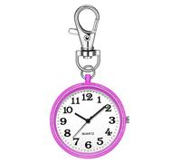 Suoumwa Montre Infirmière à Clipser Montre de Poche à Quartz avec Boucle de Clé Montre Numérique Suspendue Unisexe pour Infirmières Médecins Violet + Blanc