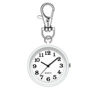 Suoumwa Montre Infirmière à Quartz avec Clip, Ronde, avec Porte-Clés, Montre de Poche Portable pour Infirmières et Médecins, Couleur Blanche et Blanche.