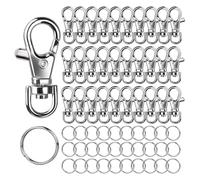 Suoumwa Mousquetons Pivotants en Métal et Porte-Clés, 30 Petits Fermoirs Mousquetons et 30 Anneaux Porte-Clés, 60 Pièces