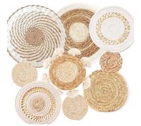 Suoumwa Panier Mural Suspendu en Osier en Osier en Osier, 9 Paquet de Panier Mural Boho, Décoration Murale Boho Tissée