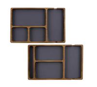 Suoumwa Plateau D'Organisateur de Nuit en Bois en Bois en Cuir à 4 Compartiments pour Téléphone, Bac à Cattre de Rangement de pour Commode de Bureau