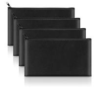 Suoumwa Poche d'argent avec Fermeture à Glissière 11 X 6,5 Pouces de Caisse en Cuir PU, Poche de Banque Sûre pour Pièces, Factures, Chèques, Cosmétiques, Outils A