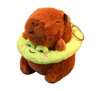 Suoumwa Porte-Clés en Peluche Capybara, Mignon Animal, Cadeau, Jouet Doux, Pendentif, Grenouille Nageant en Cercle, 12 cm