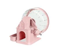 Suoumwa Roue d'exercice Silencieuse 4 en 1 pour Hamster, Maison Multifonctionnelle pour Hamster avec Roue de Course, Bouteille d'eau, Bol de Nourriture Rose