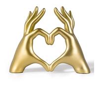 Suoumwa Sculpture en Forme de Cœur Doré, Décoration Murale Dorée pour Salon, Décoration de Table, Accessoires de Chambre, Cadeau pour Adolescente, Petite Amie