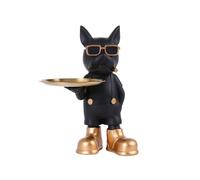 Suoumwa Statue de Bouledogue, Plateau de Bureau, Porte-Clés de Bureau, Plateau d'art pour la Décoration de Bureau à Domicile Bouledogue Français Cowboy (Noir)