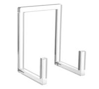 Suoumwa Support D'Assiette pour Affichage, Support Carré en Acrylique Transparent, Support de Table pour Cadre Photo, Chevalet pour Livre, 1 Paquet