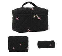 Suoumwa Trousse Maquillage Matelassée 3 Pièces Ensemble Grande Capacité Sac Fourre-Tout à Fermeture Éclair pour Cosmétiques Portable pour Organisateur Voyage