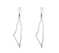 Suoumwa Une Carte de Palestine en Couleur Argent Boucles D'Oreilles Pendantes Femmes Pays Géographie Carte Pendentif Boucle D'Oreille en Acier Inoxydable
