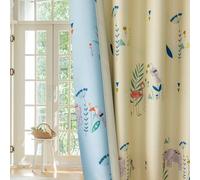 SUOUO Lot de 2 Rideaux occultants Double Face à Motif d'oiseaux pour Salon, Motif Floral, Ferme, Rideaux de fenêtre occultants pour Chambre d'enfant, 213,4 cm de Long, Beige