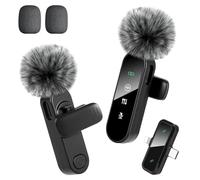 Suoxiom Lot de 2 Microphones Lavalier sans Fil - Plug & Play - avec appairage Automatique - Support magnétique - Réduction du Bruit - pour iPhone, Android, appareils USB-C, Youtube, Podcast et