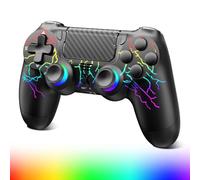Suoxiom Manette sans pour PS-4, manette de jeu compatible avec PS-4/Pro/Slim, manette de jeu Bluetooth avec éclairage RVB, batterie 1000 mAh, prise audio 3,5 mm et fonction turbo