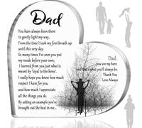 SUOXU Gifts for Dad - Plaque en acrylique en forme de cœur | Cadeau d'anniversaire, de fête des pères, de Thanksgiving et de Noël, 10 x 10 cm, accessoire de bureau à domicile