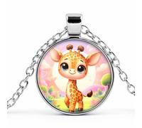 SUPAC Collier avec pendentif en forme de cœur mignon et exquis en forme de girafe - Chaîne en acier inoxydable - Cadeau de Noël, d'anniversaire ou de fête pour femme, Réglable, Acier allié, Pas de