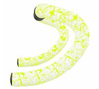 Supacaz Bartape Super Sticky Kush Ruban adhésif pour guidon de vélo Blanc/jaune fluo + Black Star Plugz