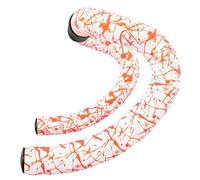 Supacaz Bartape Super Sticky Kush Splat Limited Ruban adhésif pour guidon de vélo Blanc/orange fluo + Black Star Plugz