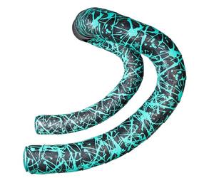 Supacaz Ruban adhésif - Longueur : 2200 mm - Super Sticky Kush - Splat - Celeste + bouchons Ano Celeste