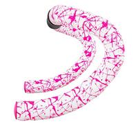 Supacaz Super Sticky Kush Blanc Ruban de cintre Néon Rose Splat - Cyclisme Vélo de route Cintre Guidoline Enroulement