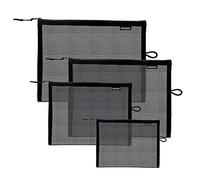 SUPACOOL Trousse de maquillage de voyage en maille avec fermeture éclair, pochettes de rangement pour couches, trousse de toilette en nylon pour homme et femme, noir, Variety Pack, Sac en maille