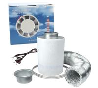 SUPACROP HYDROPLANETE Kit de Ventilation 100mm 125mm 150mm pour Chambre de Culture avec Extracteur d'air et Filtre à Charbon Actif