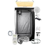 SUPACROP Kit Chambre de Culture Indoor Complet 40x40x120 60x60x140cm 80x80x160cm - LED 1500W Samsung LM281B Full Spectrum avec Switch…