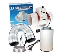 SUPACROP Kit de Ventilation 100mm 125mm 150mm pour Chambre de Culture avec Extracteur d'air et Filtre à Charbon Actif