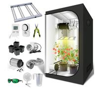 SUPACROP Pack Chambre de Culture Indoor Complet LED 320W Full Spectrum - 80x80x160cm. Kit Box LED dimmable, Timer, Extracteur d'air, Filtre à Charbon et Ventilateur…
