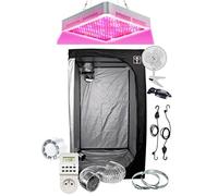 SUPACROP Pack Chambre de Culture Indoor LED Complet 40x40x120 60x60x140cm 80x80x160cm - kit LED 2000W Full Spectrum avec Switch Croissance/Floraison…