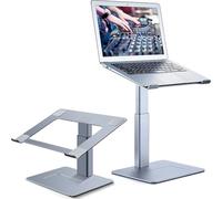 supamir Support PC Portable Assis Debout Ergonomique - 16 Niveaux Hauteur pour DJ, Télétravail, Visioconférence - Compatible Ordinateurs 13-16 Pouces, Gris
