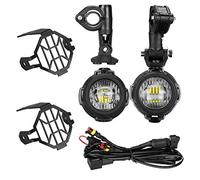 SUPAREE LED Phares Avant Moto, Phare Antibrouillard Auxiliaire + Housse de Protection + Harnais de Câblage pour Moto