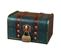 Supatmul Coffre au Trésor en Bois avec Serrure, 16x12x9.5cm Rangement en Bois Européen Vintage Boîte au Trésor en Bois Coffre Au Trésor Antique Décoratifs pour Bijoux, Petits Objets
