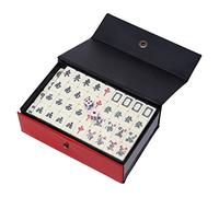 Supatmul Jeu Mahjong Chinois, Jeux Mah-Jong Traditionnels avec 144 tuiles, 2 dés et étui Transport, pour Jeux Style Chinois, Loisirs en Famille