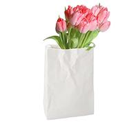 Supatmul Sac en Papier froissé, 2023 Nouveau Vase en céramique en Forme Sac en Papier froissé, Fleur Livre Vase décoratif pour des Arrangements Floraux élégants 14x20cm