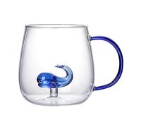 Supatmul Tasses à café en Verre Baleine Mignon avec poignée Figurine créative Tasse à thé Noël Anniversaire Saint Valentin Cadeau pour garçons Filles Enfant Femmes Hommes 400 ML
