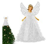 Supatmul Topper D’Ange D’Arbre De Noël, 20cm Ange De Noel pour Cime De Sapin avec Ailes, Ornements d'ange pour Arbre De Noël pour décorations d'Noël intérieur extérieur fête décor