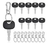 SUPAWAY 10 pièces clés 14603 Clés d'allumage de rechange Clés de contact de secours Clés de démarrage de rechange avec 10 porte-clés pour tracteurs chariots elévateurs rouleaux compresseurs chargeuses