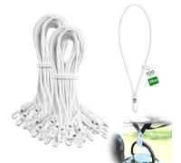 SUPAWAY 100 Pièces Tendeurs Élastiques avec Crochets 25 cm Corde Élastique Ø4 mm Extenseur avec Crochets Blanc Sandow Elastique pour Bâches, Camping, Tentes, Bâches de Remorque, Couverture de Piscine
