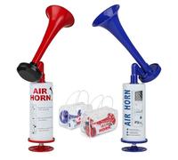 SUPAWAY 2 Corne de stade Air Horn Klaxon de football Trompette d'air portable Trompette d'ours de poche horn pour la sécurité maritime camping événements sportifs anniversaires célébrations,Rouge+Bleu