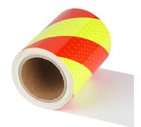 Supaway Bande réfléchissante adhésive Ruban adhésif remarquable Ruban réfléchissant imperméable haute visibilité rouge et jaune pour véhicules, stations-service, parkings, entrepôts, 15cm x 10m
