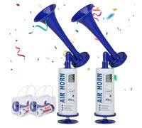SUPAWAY Corne de stade Air Horn Klaxon de football Trompette d'air portable trompette d'ours de poche horn pour la sécurité maritime camping événements sportifs anniversaires célébrations, Blu-2Pcs